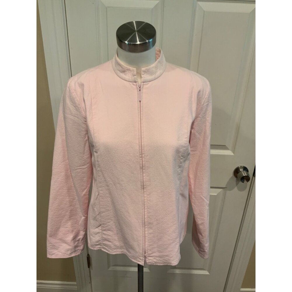 Eileen Fisher Light Pink Textured Double Zip Up Jacket, Size S